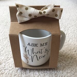 NWOT Mud Pie Gift-Ready Wedding Engagement White Mug - "Ask Me What's New?"